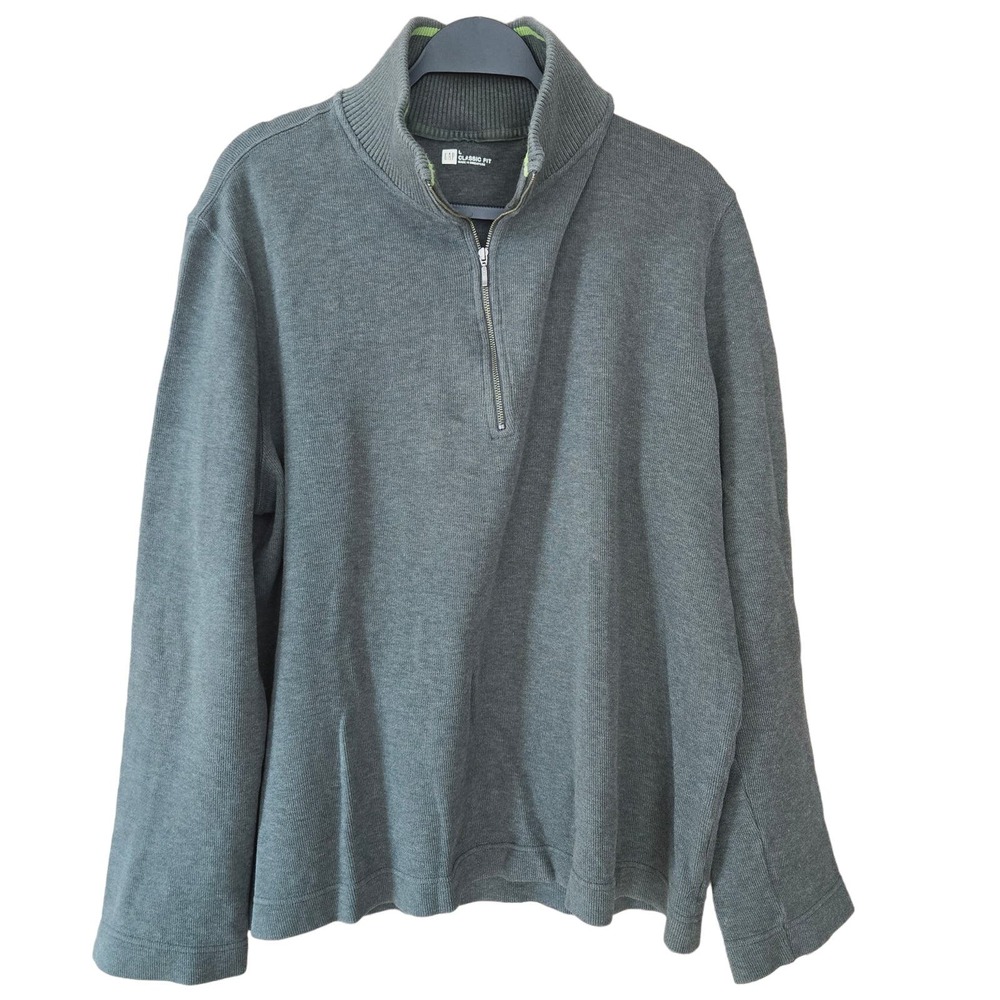 Gap Mens Classic Fit 1/43 Zip Pullover Outdoors Casual L Green Preppy business